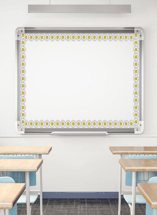 Whaline 32.8Ft Daisy Flower Bulletin Board Border Back to School White Yellow Smile Daisy Die Cut Trim Border Roll for Chalkboard Wall Decor - Image 4